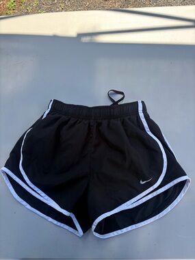 Nike Dri-Fit Black Women's Athletic Running Shorts with White Trim
